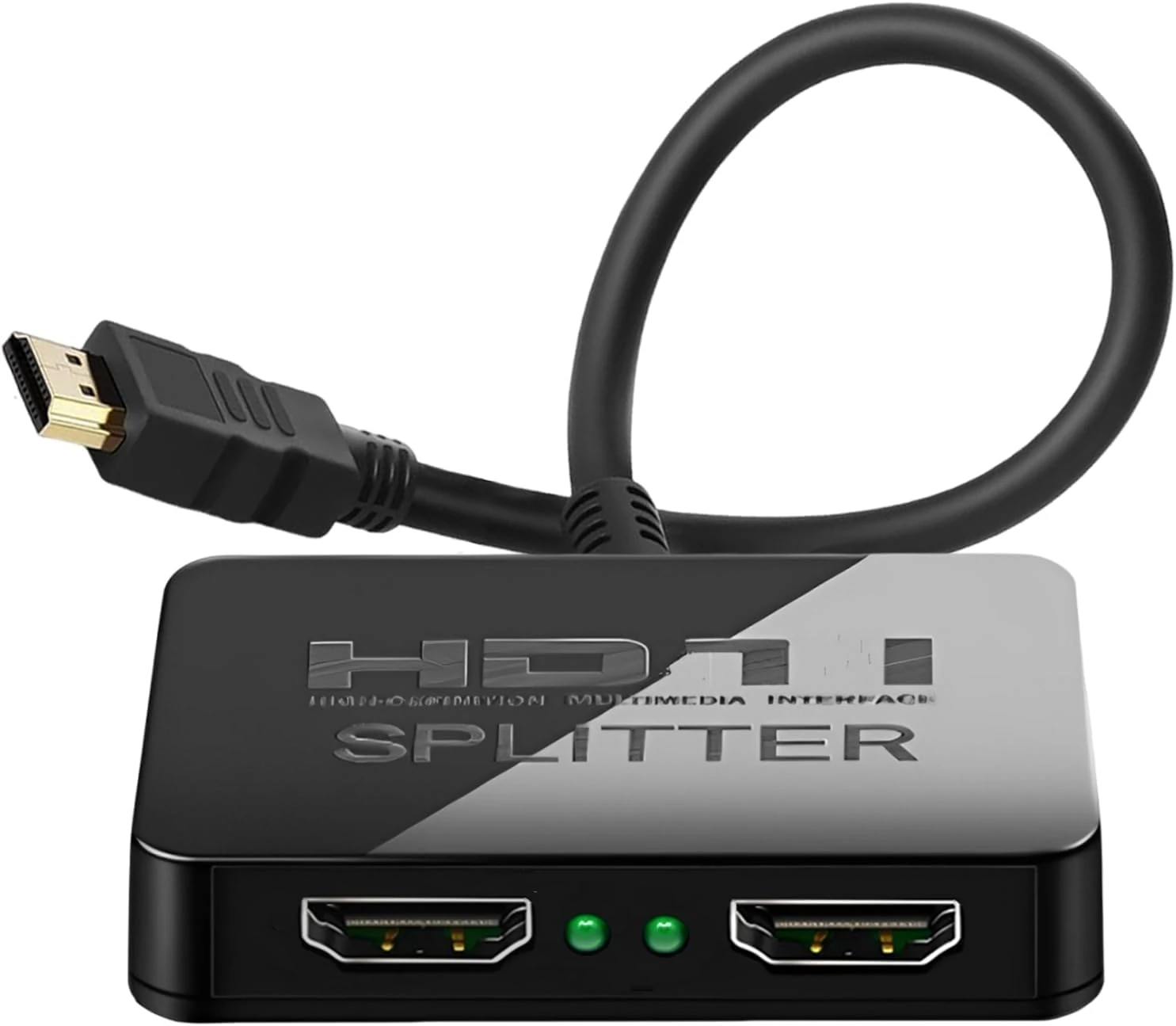 HDMI Splitter 1 in 2 Out 4K with Audio Synchronization, HDMI Splitter for Dual Monitors Mirror Display Laptop for MacBook PC Desktop,