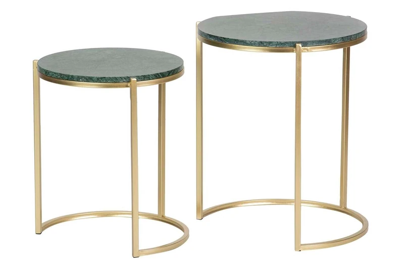 AlexandreHouse Set of 2 Mesas Dorado Green 60 x 60 x 41 cm 50 x 50 x 38 cm