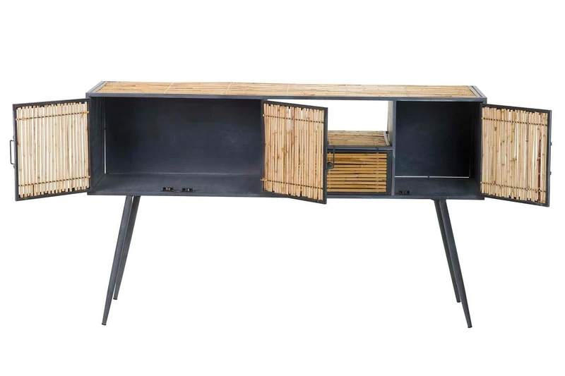 AlexandreHouse Console Metal Bamboo Azul Brown 100 x 31 x 80 cm