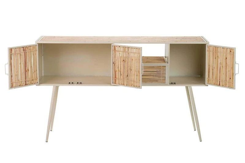 AlexandreHouse Console Metal Bamboo Beige Brown 100 x 31 x 80 cm