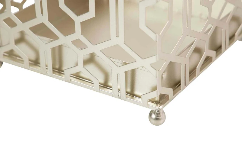Set of 2 Mesas Metal-Espejo 74 x 74 x 45/57 x 57 x 40 cm