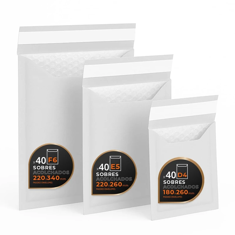 Padded Envelopes for Mailing, Multi-Size (3 Sizes), Kraft, White or Both - Self Seal - Paper Envelopes with Bubble Interior, Ideal for Mailing - Pack M - Ophituria (White, 120 Envelopes)