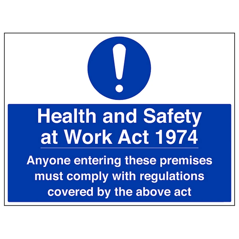 V Safety Health and Safety At Work Act 600 x 450 mm - Glow In The Dark Self Adhesive Vinyl Safety Sign