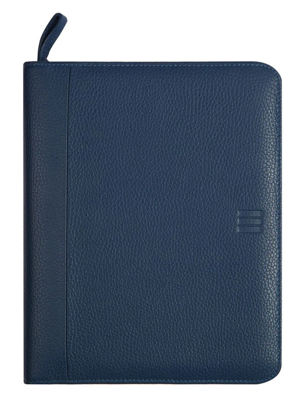 Finocam - Andrea 2026 Open Leather Zipper Organizer Agenda Week to View Vertical January 2026 - December 2026 (12 months) Catalan Blue