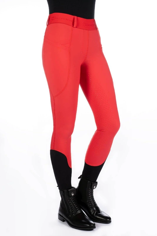 HKM Women's Aruba Silicone Full seat Riding Leggings, Red, 26/28