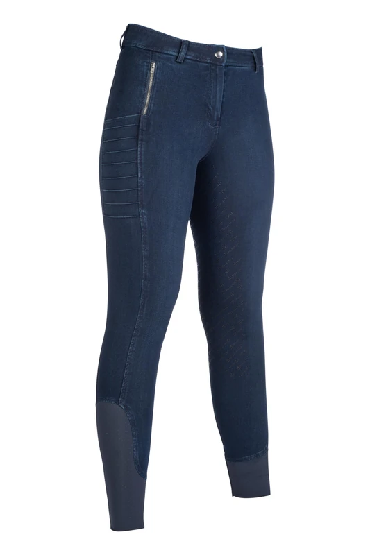 HKM Women's Aruba Denim Silicone Full seat Riding Breeches, Deep Blue, 28