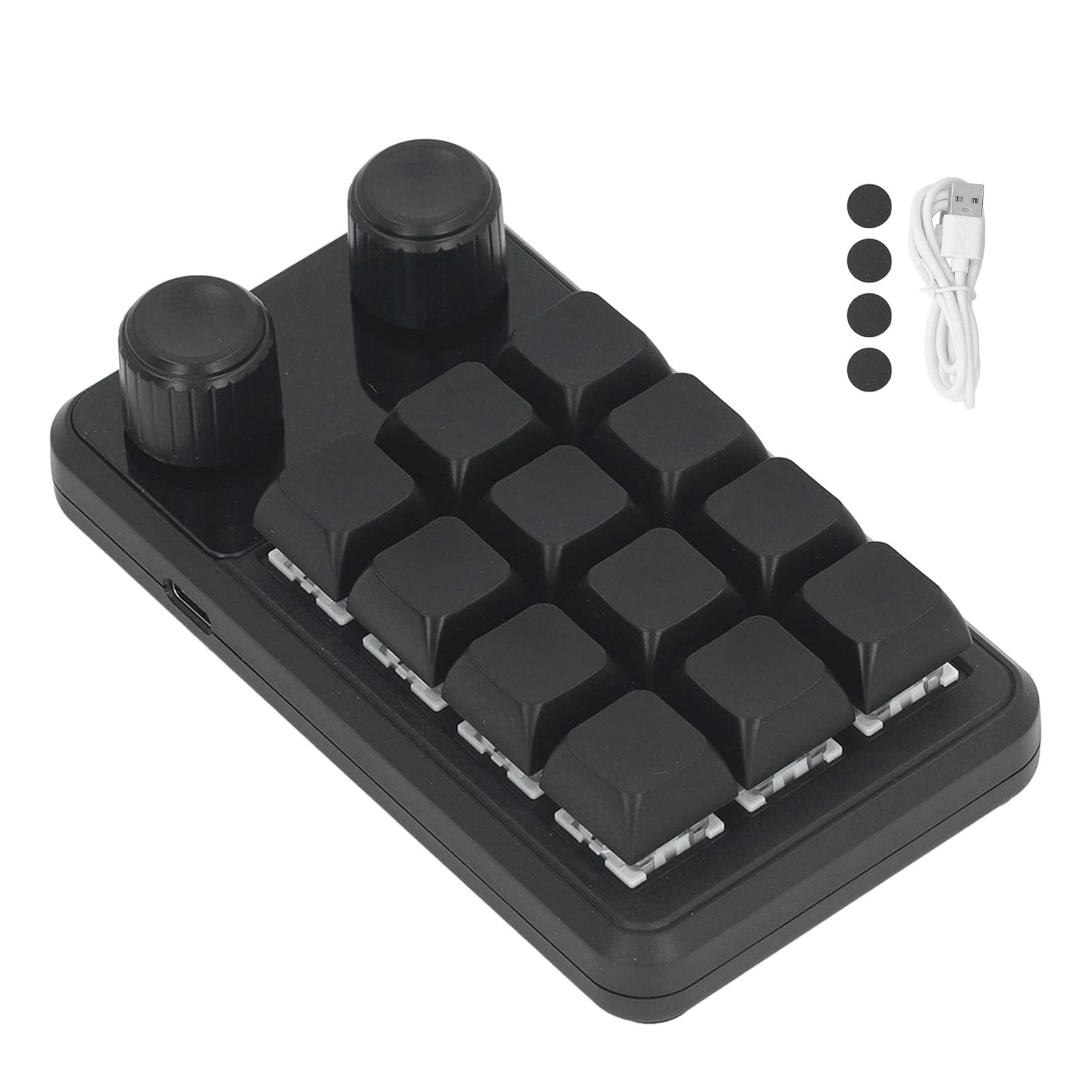 Loboo Idea MINI GAMING KEYPAD 12 KEYS 2 KNOBS BLUE SWITCH BLACK COLOR PROGRAMMING MACRO KEYPAD WITH RGB LIGHT INDUSTRY