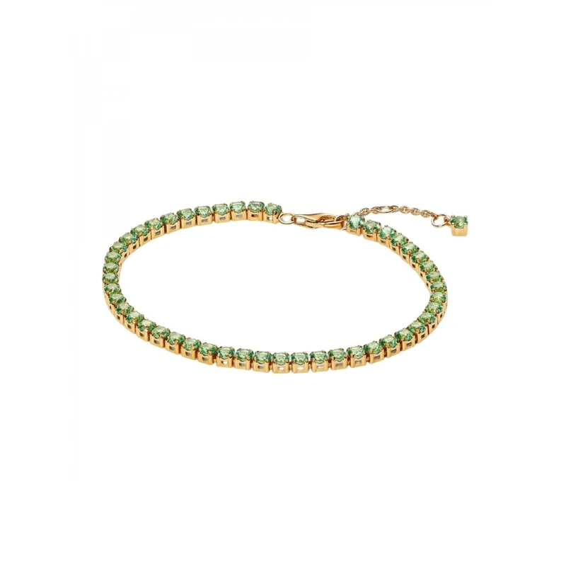 Pandora Ladies Tennis Bracelet Light Green Gold 561469C02, 561469C02-18, Sterling Silver, No Gem, 561469C02-18, Sterling Silver, No Gemstone