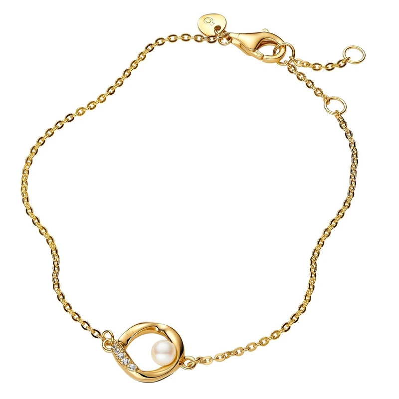 Pandora Women's Gold Pearl Bracelet 563830C01, 563830C01-20, Sterling Silver, Cubic Zirconia, 563830C01-20, Sterling Silver, Cubic Zirconia