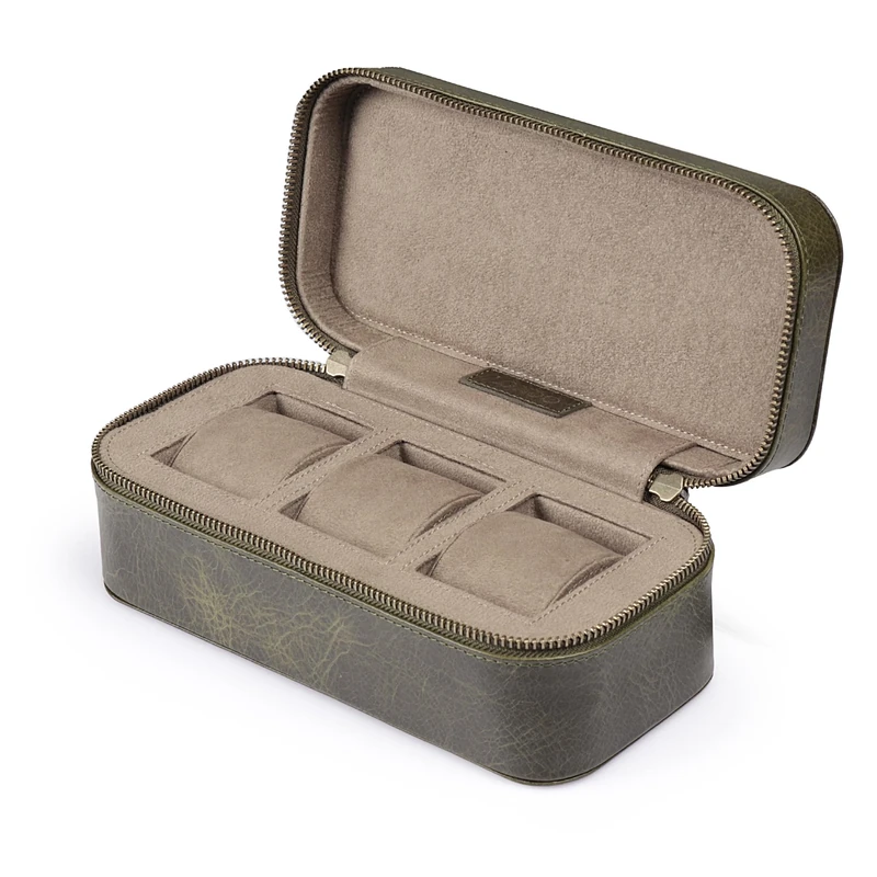 LONDO Genuine Leather Belmont Watch Box - Stylish Protective Durable Display Case for Timepiece Storage - High Quality Organizer for Men & Women Collectors (Green)