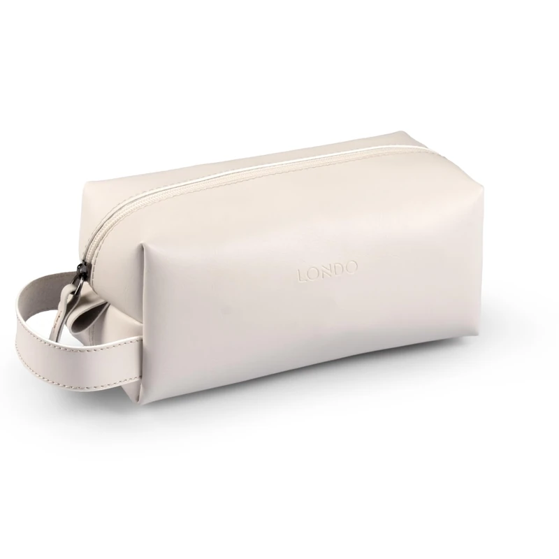 LONDO Leather Cosmetic Makeup Pouch & Travel Watch Box. High Quality Stylish Durable Protective Storage Organizer for Toiletries & Versatile Accessories, White, Leather Cosmetic Makeup Pouch & Travel - Image 1