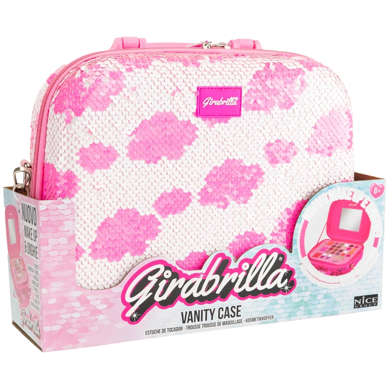 Girabrilla Make Up Case, Clouds Make-Up Case, White and Pink, 02550G