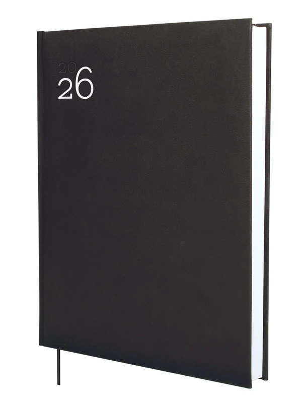 Finocam - Agenda 2026 1 Day Page | January - December (12 months) | 2026 Yearly Planner | Bound Hardcover Padded Milano - Black - Spanish