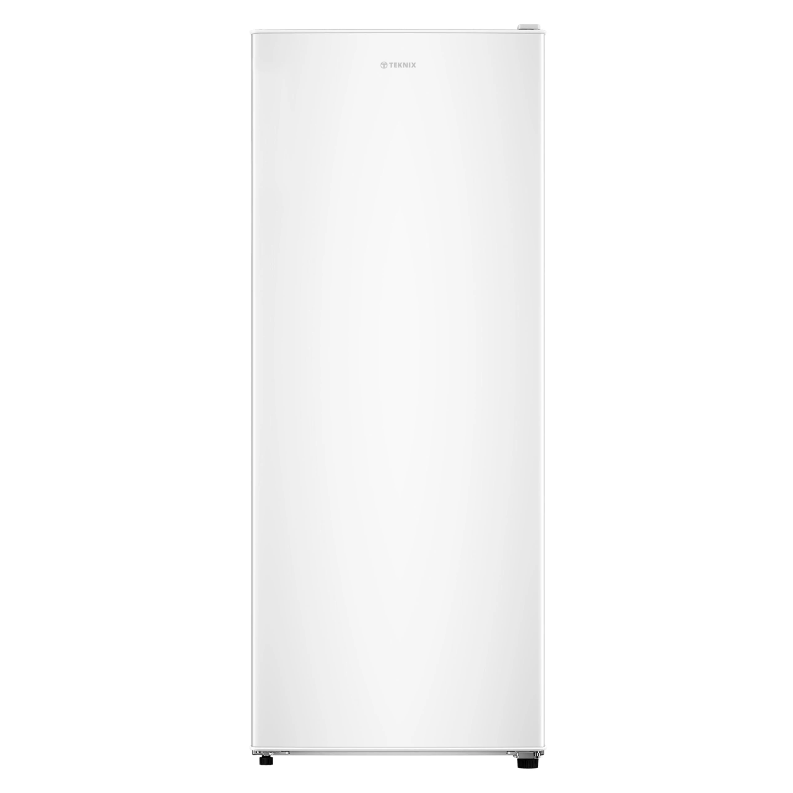 Teknix TSFG1385W Upright Tall Freezer - Freestanding with 170L Capacity - Smart Frost - Suitable for Garages - Reversible Door - 5 Large Drawers - White, H138.0 x W55.0 x D57.0 (cm)