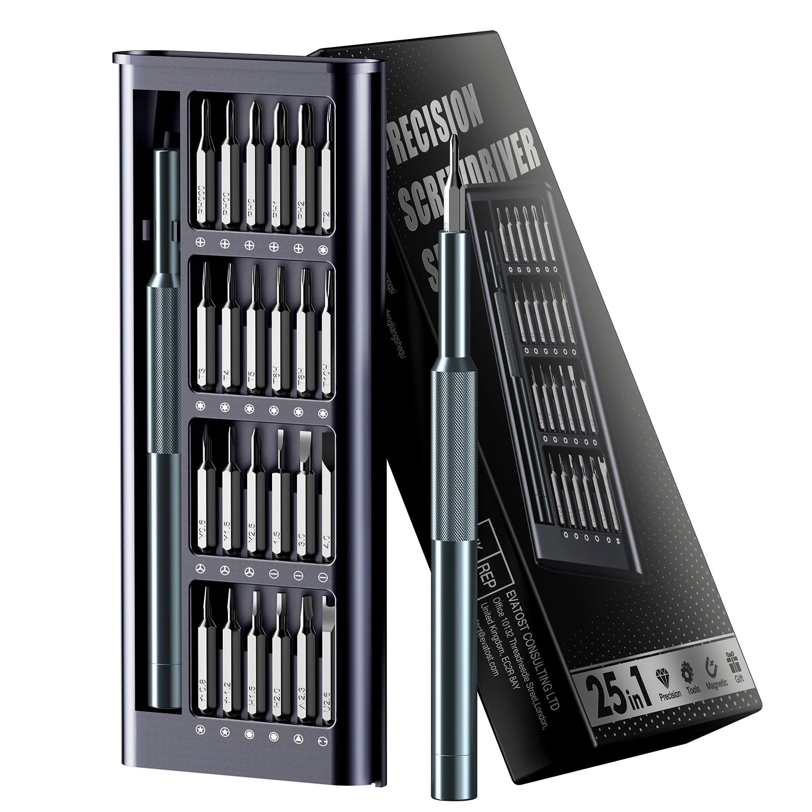 NSZETZ 25-in-1 Precision Screwdriver Set, Professional Mini Repair Tool Kit with Magnetic Drivers for Macbook, Laptop, Phone, Watch, Glasses, Ring Doorbell, Electronics, Small Gadget Gift for Men