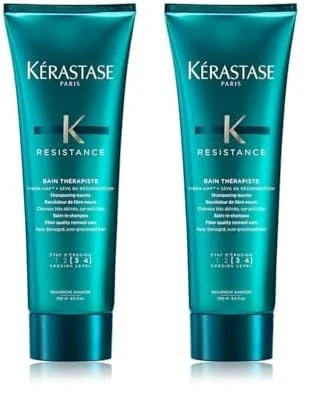 Kérastase Resistance, Gel Shampoo For Over-stressed & Very Damaged Hair, With Fibra-Kap, Bain Thérapiste, 250ml (Pack of 2)