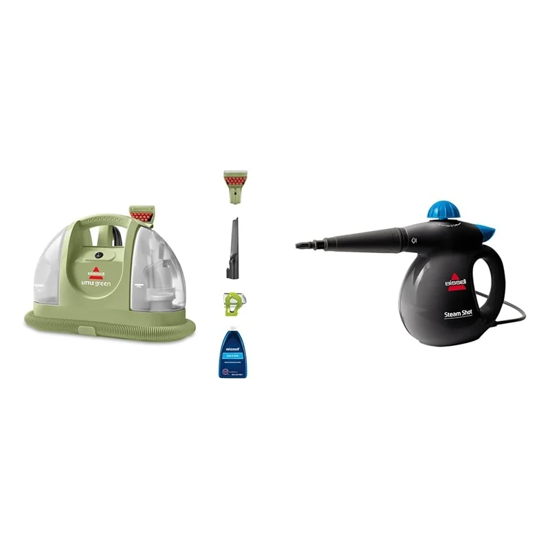 Bundle of BISSELL Little Green Carpet Cleaner + BISSELL SteamShot Handheld Steam Cleaner (4098E & 2635E)