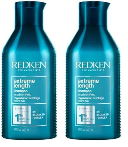 REDKEN Shampoo, Biotin, For Longer, Stronger Hair, Extreme Length, 300 ml (Pack of 2)