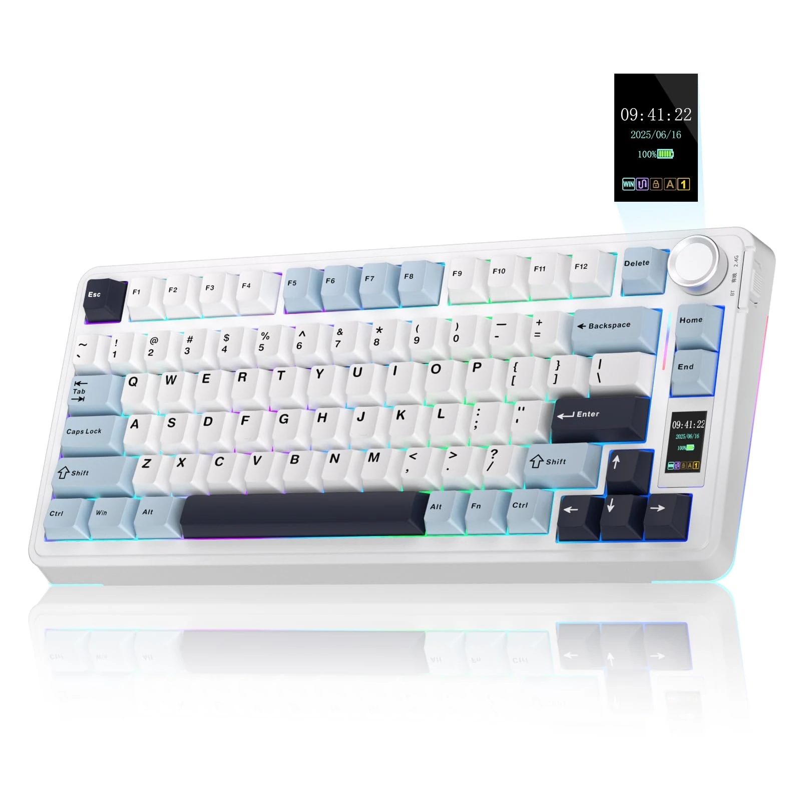 AULA S75 PRO Wireless Mechanical Keyboard with Screen&Knob, 75% Hot Swappable Gaming Keyboard with Pre-lubed Switches, RGB Backlit, PBT Keycaps Creamy Sounding Pc Gaming Keyboards