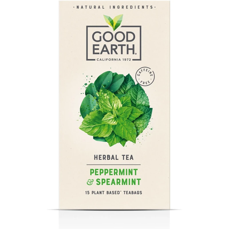 Good Earth Tea Co. Peppermint & Spearmint Tea Bags – Refreshing Mint Blend with Peppermint, Spearmint and Eucalyptus – 15 Plant-Based Teabags