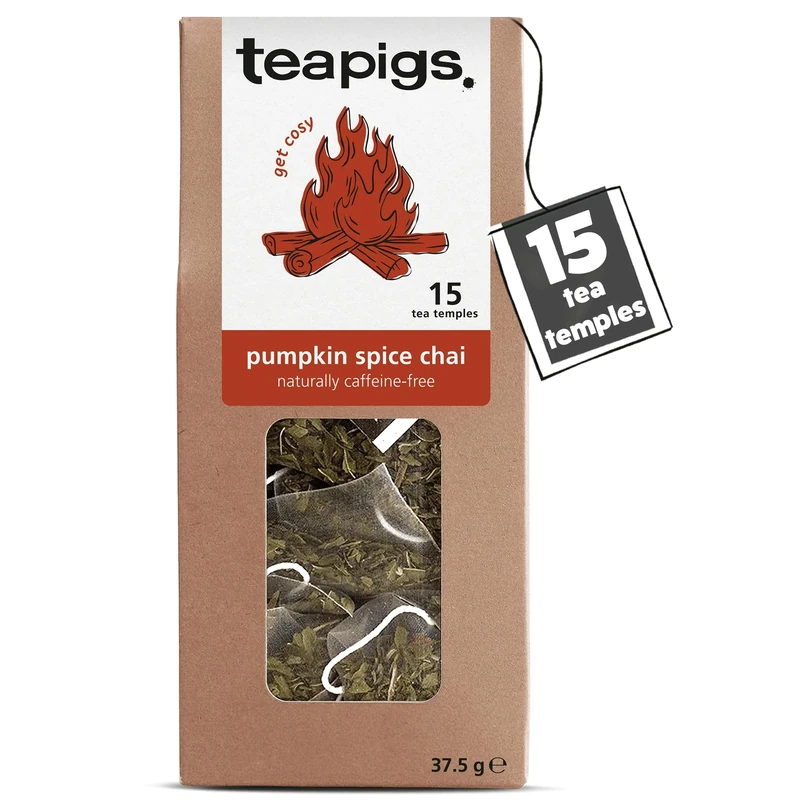 teapigs Pumpkin Spice Chai Tea Bags – Apple, Cinnamon & Cocoa Blend - Naturally Caffeine Free, Warming Autumnal Flavour - 15 Biodegradable Herbal Tea Bags