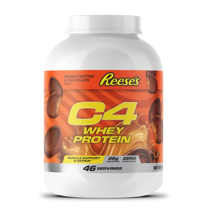 Cellucor C4 Whey Protein Powder, Reese's Peanut Butter & Chocolate, 25g Protein, Low Sugar, Post-Workout Recovery, 46 Servings