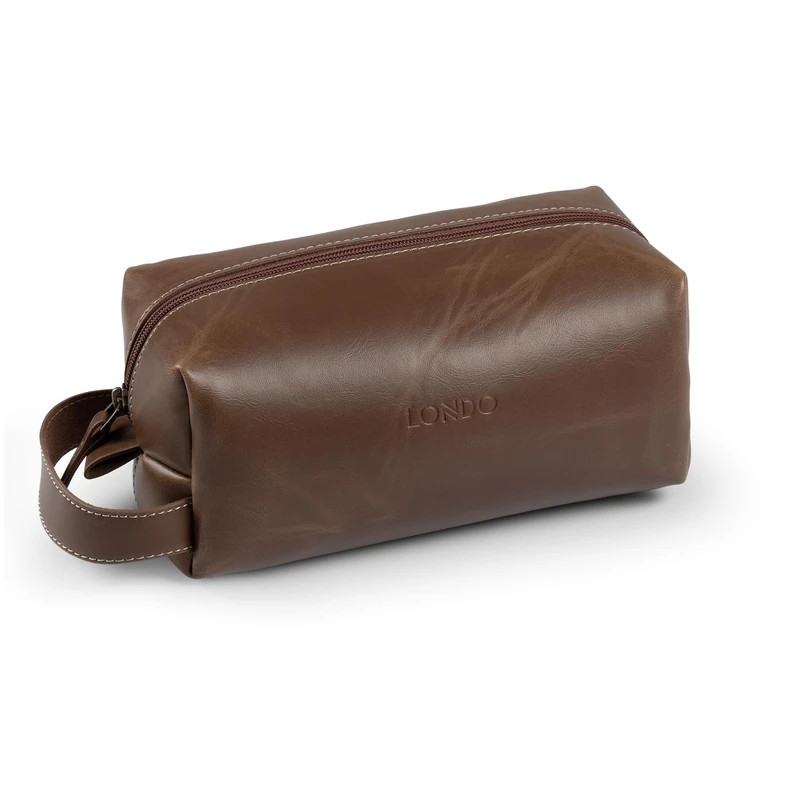 Londo Leather Cosmetic Makeup Pouch & Travel Watch Box. Stylish Durable Protective Storage Organizer for Toiletries & Versatile Accessories, Brown