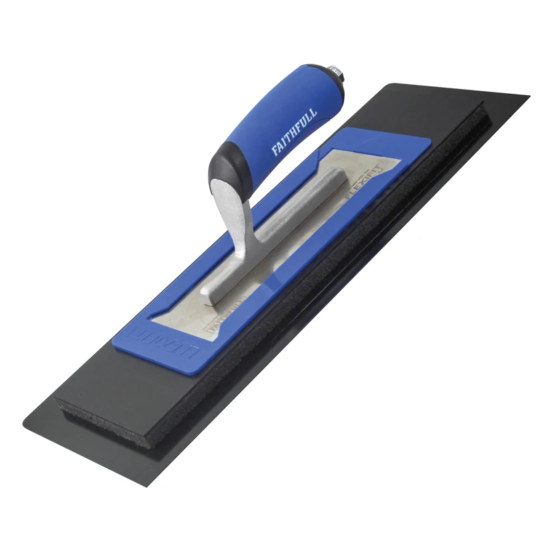 Faithfull FlexiFit Plastering Trowel Kit - 16 Inch (406mm) Dual-Edge Plastic Blade with Foam Backing & Interchangeable Master Trowel for Wall & Ceiling Plastering