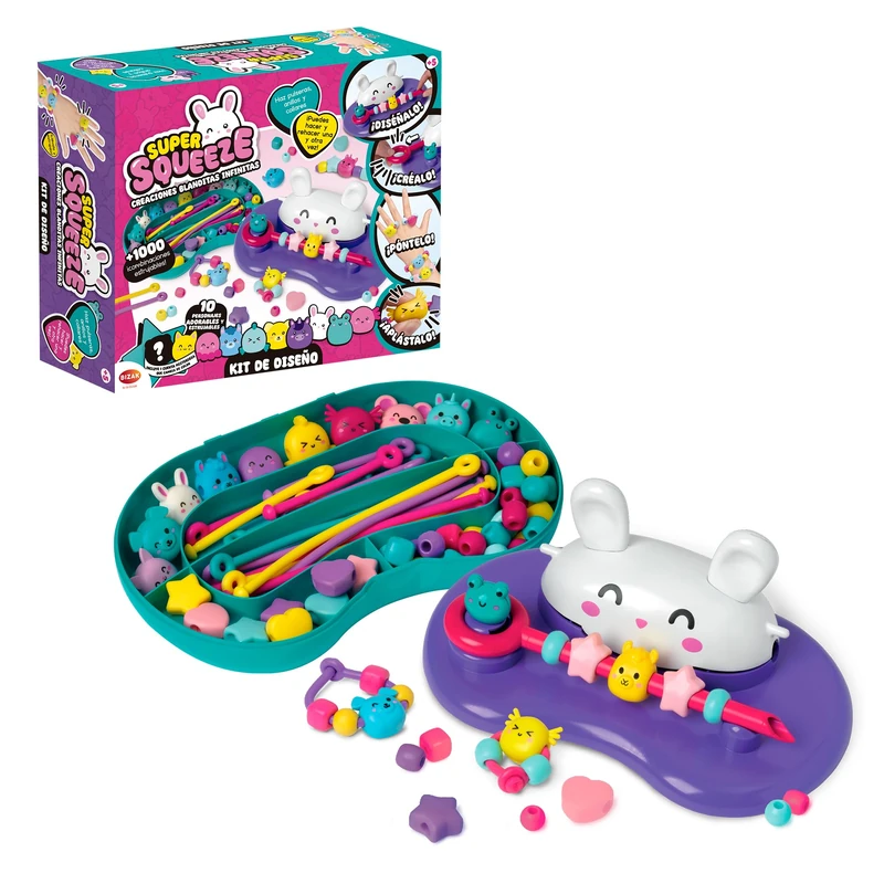 Super Squeeze – Design Kit, Squishy Trend, Infinite Squishy Jewelry, Design, Thread, Strip and Play it, +1000 Squishy Combinations, +6 Years Bizak (64361494)