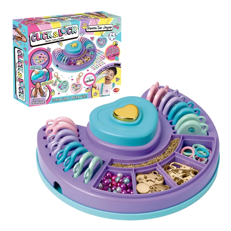 Click & Lock- Design Your Jewelry, Jewelry with Message, Decorate with Beads, Stickers and Swap Whenever You Want, Design CREATE and Shine, +6 years, Bizak (64361491)