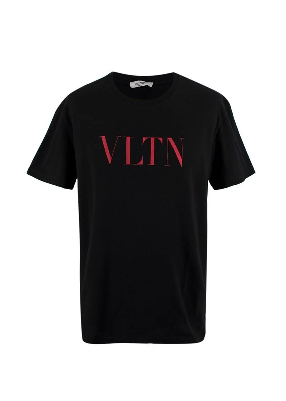 Pre-Loved Men's Valentino Black & Red VLTN Logo T-Shirt