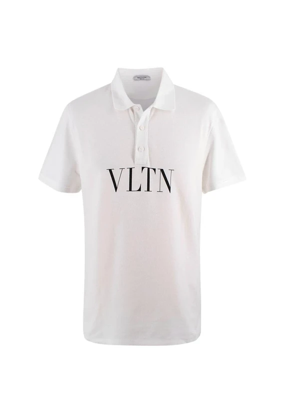 Pre-Loved Men's Valentino White Logo Polo T-Shirt