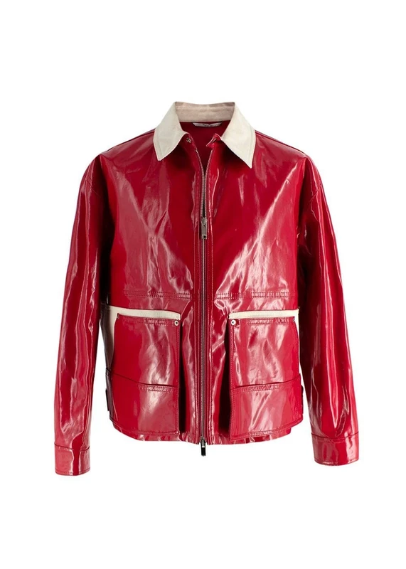 Pre-loved Valentino Red Vinyl Trucker Jacket