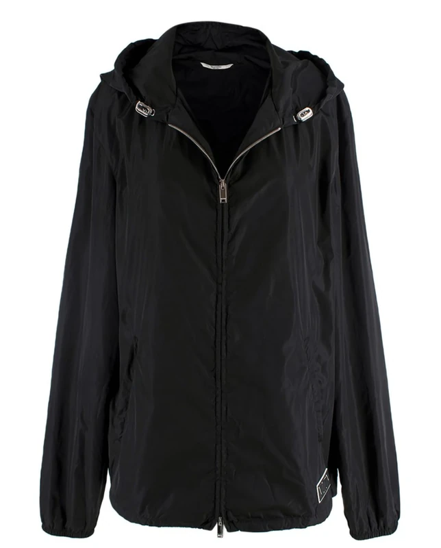 Pre-loved Valentino Black Hooded VLTN Rain Jacket