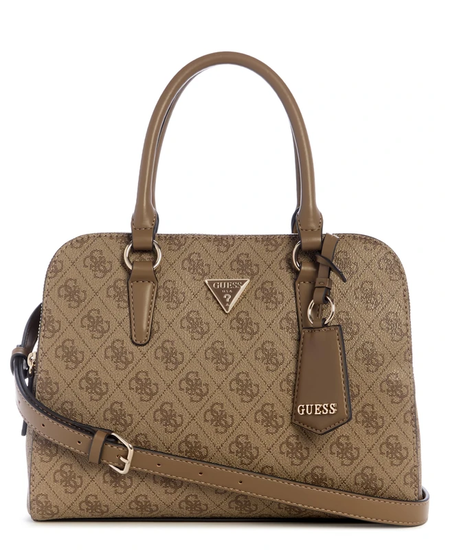 GUESS Sarai Status Satchel - Latte Logo Handbag - Image 1