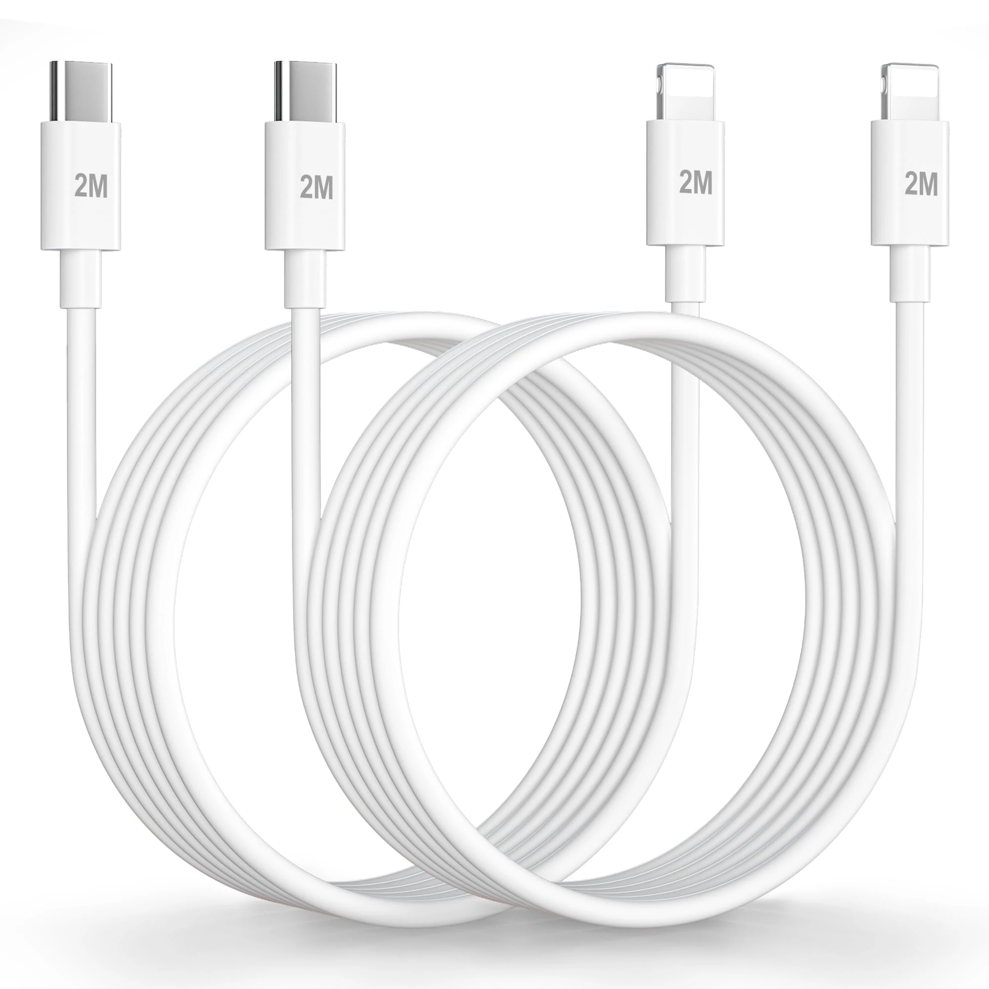 KINPEE USB C to Lightning Cable 2 Pack 2M, MFi Certified for Charger cable, iPad Charger Wire Lead Lightning Cable Compatible with Phone 14/13/12/11/X/XS/XR/8/7/6/SE/iPad, MacBook, AirPods