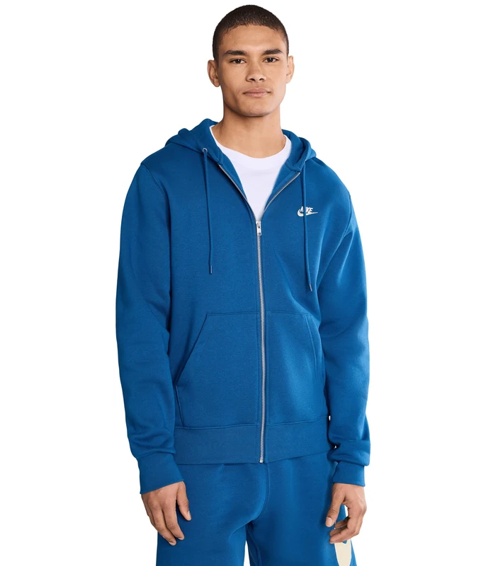 Nike Men's M NK CLUB BB FZ HOODIE Sweatshirt, Court Blue/Court Blue/Lt Khaki, XXL
