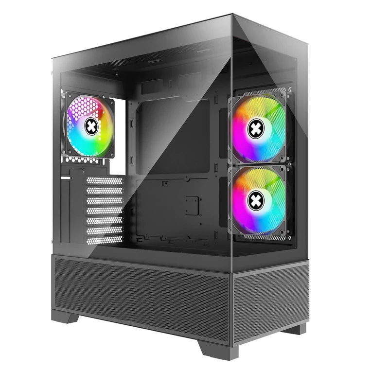 Xilence X218.ARGB XILENT Beam Gaming PC Case, 3 x ARGB PWM Fans, ATX Midi Tower Case, Aquarium Glass Look, High Airflow, Optimised Cable Management, PWM/ARGB Control Board, Black - Image 1