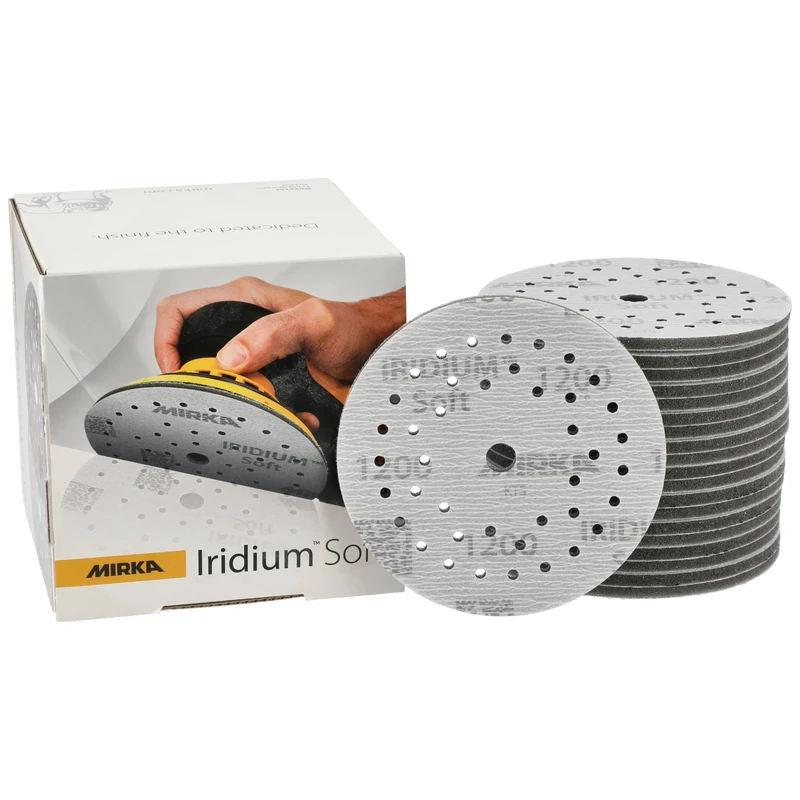 Mirka Iridium Soft sanding discs Ø 125 mm/grit P1200 / Hook & Loop Multifit / 20 pieces/foam-based abrasive for precise dry sanding, clear lacquer sanding, finish