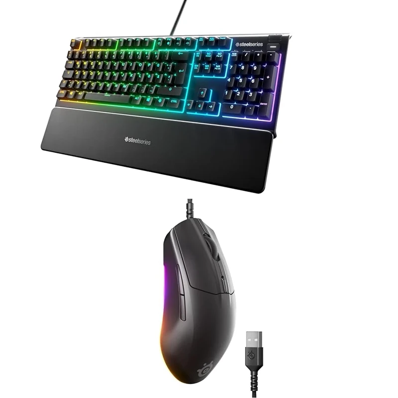 SteelSeries Apex 3 - RGB Gaming Keyboard - 10-Zone RGB Illumination - English QWERTY Layout Rival 3 Gen 2 Gaming Mouse - 8500 DPI TrueMove Core Optical Sensor