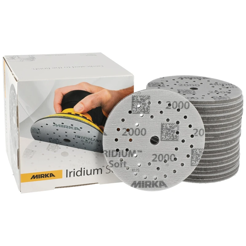 Mirka Iridium Soft sanding discs Ø 125 mm/grit P2000 / Hook & Loop Multifit / 20 pieces/foam-based abrasive for precise dry sanding, clear lacquer sanding, finish