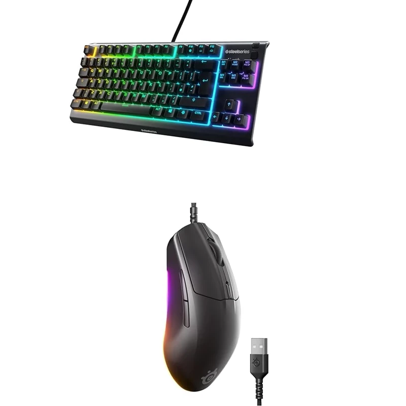 SteelSeries Apex 3 TKL - RGB Gaming Keyboard - 8-Zone RGB Illumination - English QWERTY Layout Rival 3 Gen 2 Gaming Mouse - 8500 DPI TrueMove Core Optical Sensor