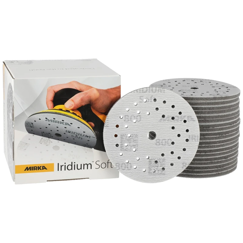 Mirka Iridium Soft sanding discs Ø 125 mm/grit P800 / Hook & Loop Multifit / 20 pieces/foam-based abrasive for precise dry sanding, clear lacquer sanding, finish