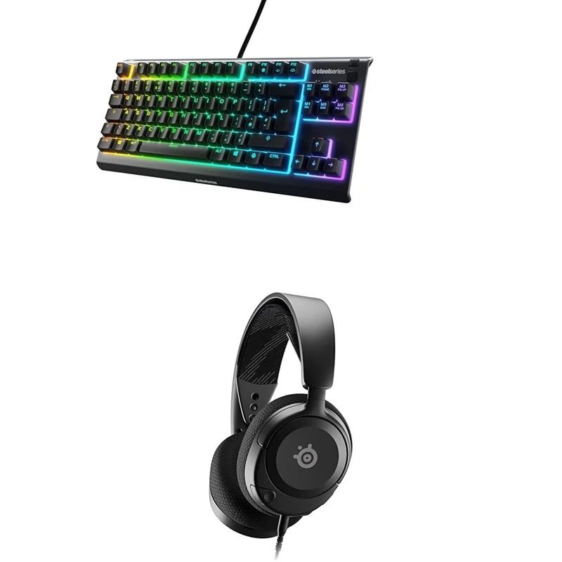 SteelSeries Apex 3 TKL - RGB Gaming Keyboard - 8-Zone RGB Illumination - English QWERTY Layout Arctis Nova 1 - Gaming Headset for PC, PS5, PS4, Switch 2, Xbox