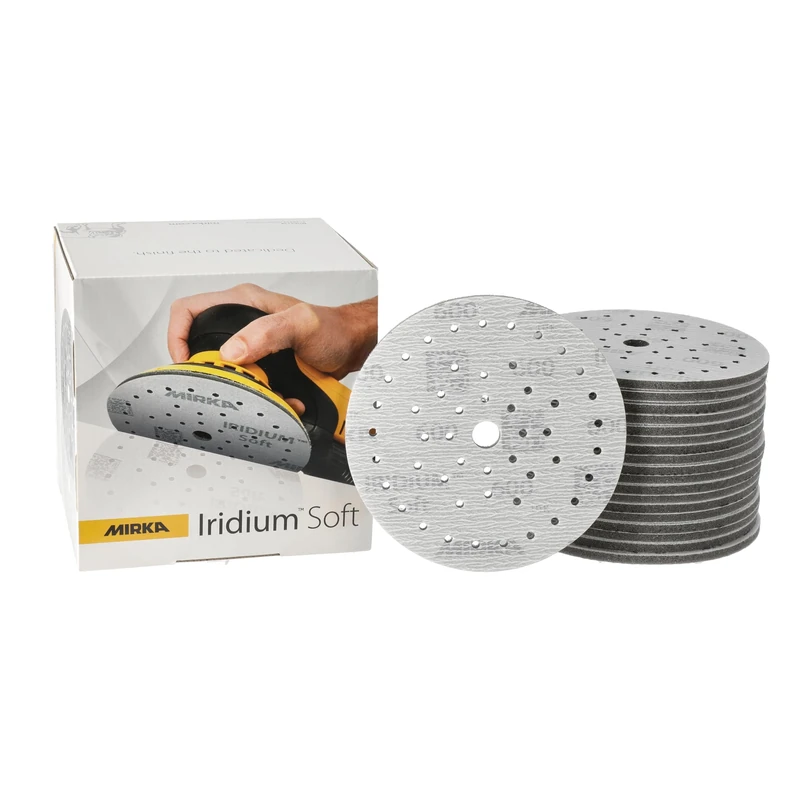 Mirka Iridium Soft sanding discs Ø 150 mm/grit P600 / Hook & Loop Multifit / 20 pieces/foam-based abrasive for precise dry sanding, clear coat sanding, finish