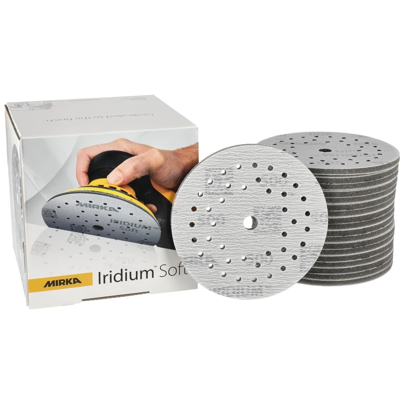 Mirka Iridium Soft sanding discs Ø 125 mm/grit P500 / Hook & Loop Multifit / 20 pieces/foam-based abrasive for precise dry sanding, clear lacquer sanding, finish