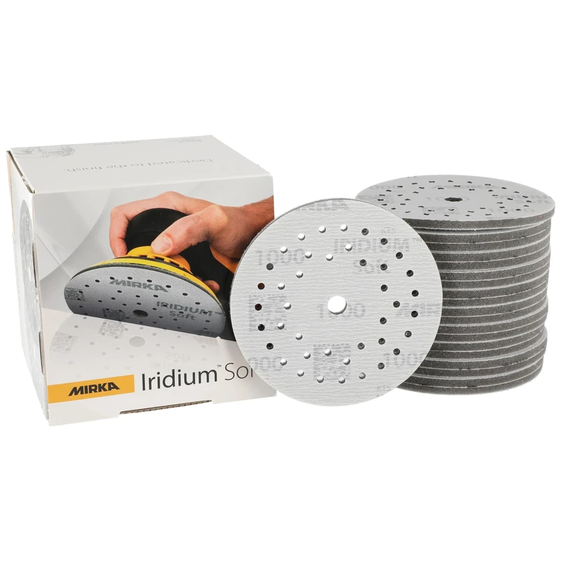 Mirka Iridium Soft sanding discs Ø 125 mm/grit P1000 / Hook & Loop Multifit / 20 pieces/foam-based abrasive for precise dry sanding, clear lacquer sanding, finish