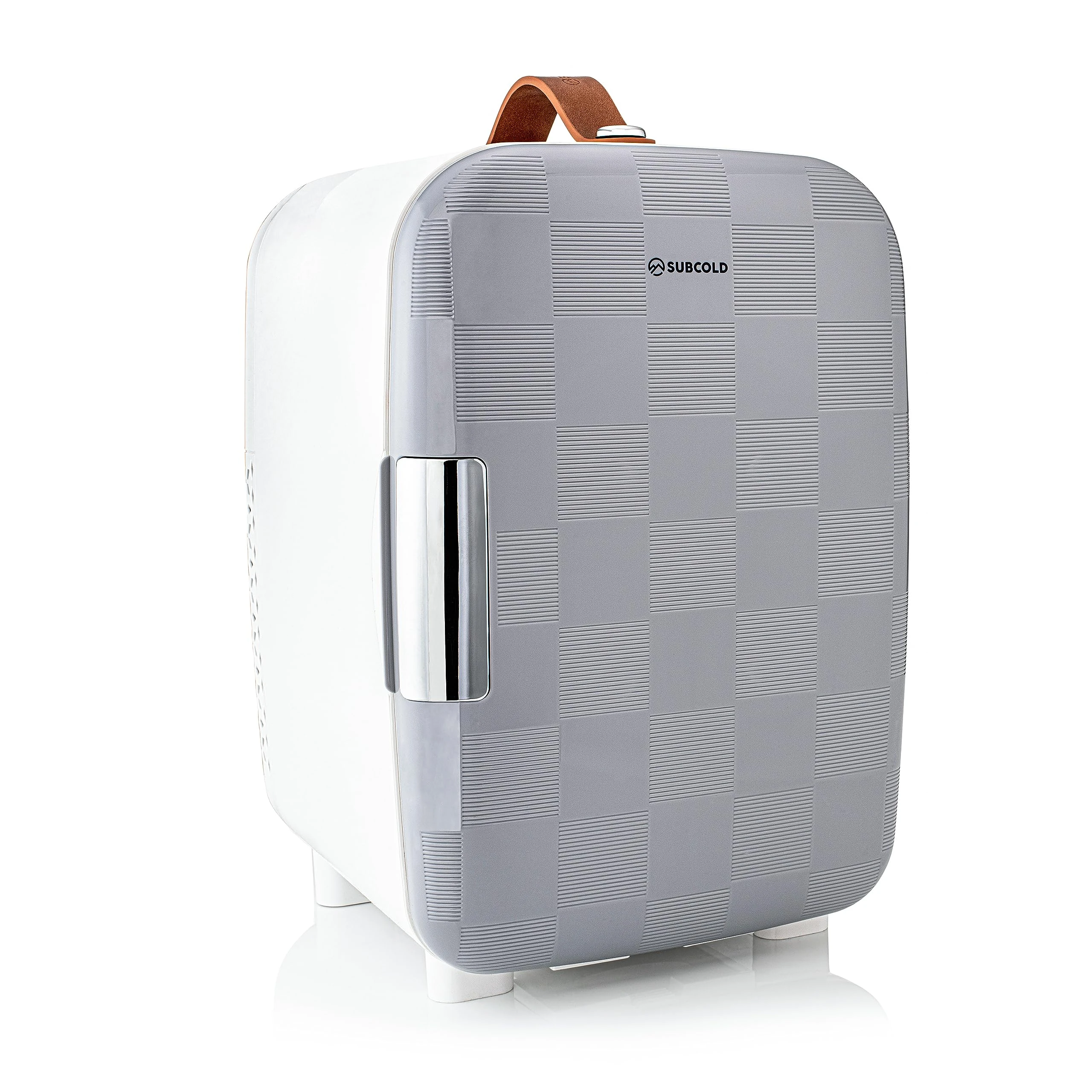 Subcold Pro10 Luxury Mini Fridge Cooler | Compact 10L Portable Small Fridge 12V & 240V | Efficient, Quiet Cooling System | Ideal for Bedroom, Office, Beauty & Car | (Chequer Grey)