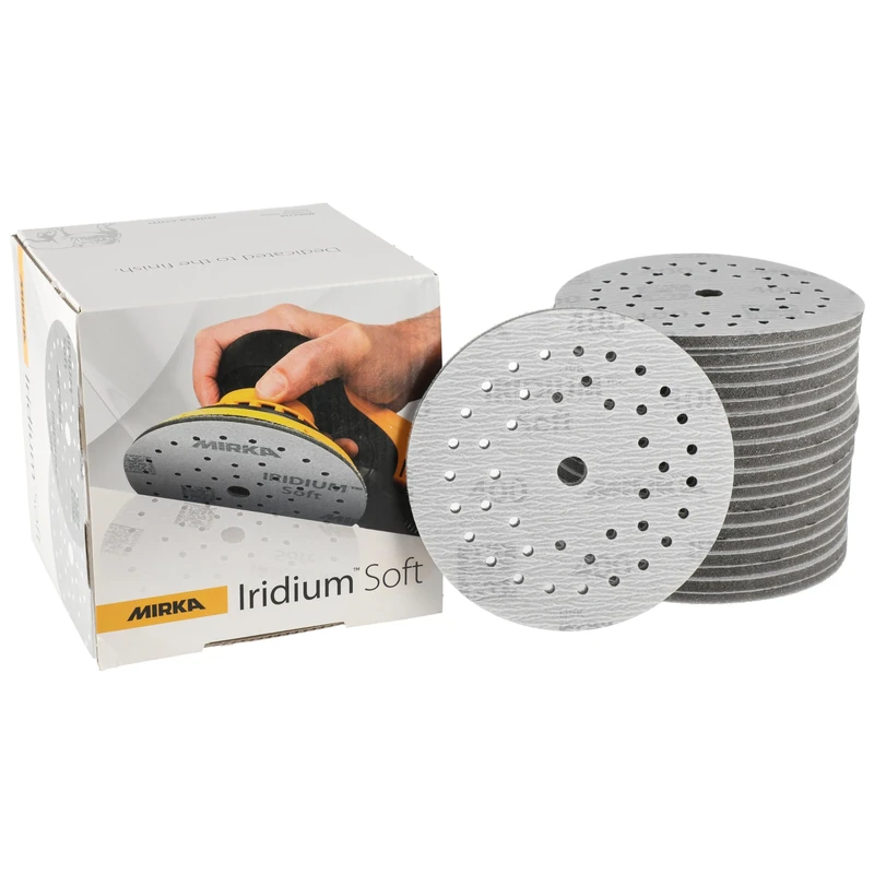 Mirka Iridium Soft sanding discs Ø 125 mm/grit P400 / Hook & Loop Multifit / 20 pieces/foam-based abrasive for precise dry sanding, clear coat sanding, finish