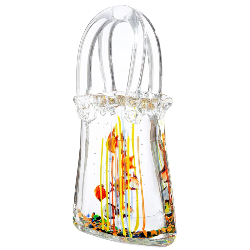 Glass Art Decorative Object Aquarium – Clear – Height 30 cm – Glass – Handbag Shape – Decorative Figure